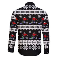 Skiing Snowflake Christmas Family Matching Off The Shoulder Long Sleeve Dress and Hawaiian Shirt Xmas Holiday Patterns - Wonder Print Shop
