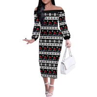 Skiing Snowflake Christmas Family Matching Off The Shoulder Long Sleeve Dress and Hawaiian Shirt Xmas Holiday Patterns - Wonder Print Shop