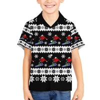 Skiing Snowflake Christmas Family Matching Off The Shoulder Long Sleeve Dress and Hawaiian Shirt Xmas Holiday Patterns - Wonder Print Shop