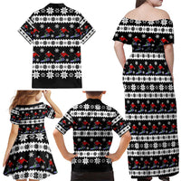 Skiing Snowflake Christmas Family Matching Off Shoulder Maxi Dress and Hawaiian Shirt Xmas Holiday Patterns - Wonder Print Shop