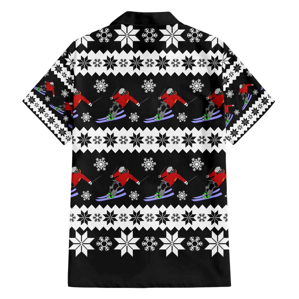 Skiing Snowflake Christmas Family Matching Off Shoulder Maxi Dress and Hawaiian Shirt Xmas Holiday Patterns - Wonder Print Shop