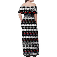 Skiing Snowflake Christmas Family Matching Off Shoulder Maxi Dress and Hawaiian Shirt Xmas Holiday Patterns - Wonder Print Shop
