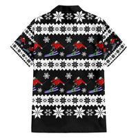 Skiing Snowflake Christmas Family Matching Off Shoulder Short Dress and Hawaiian Shirt Xmas Holiday Patterns - Wonder Print Shop
