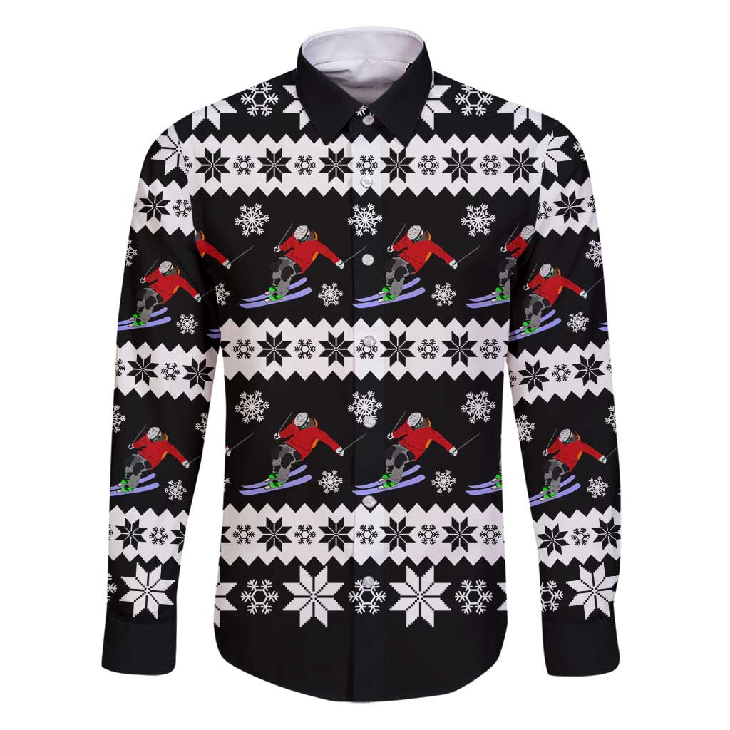 Skiing Snowflake Christmas Family Matching Puletasi and Hawaiian Shirt Xmas Holiday Patterns - Wonder Print Shop