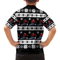 Skiing Snowflake Christmas Family Matching Short Sleeve Bodycon Dress and Hawaiian Shirt Xmas Holiday Patterns - Wonder Print Shop