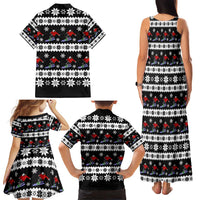 Skiing Snowflake Christmas Family Matching Tank Maxi Dress and Hawaiian Shirt Xmas Holiday Patterns - Wonder Print Shop