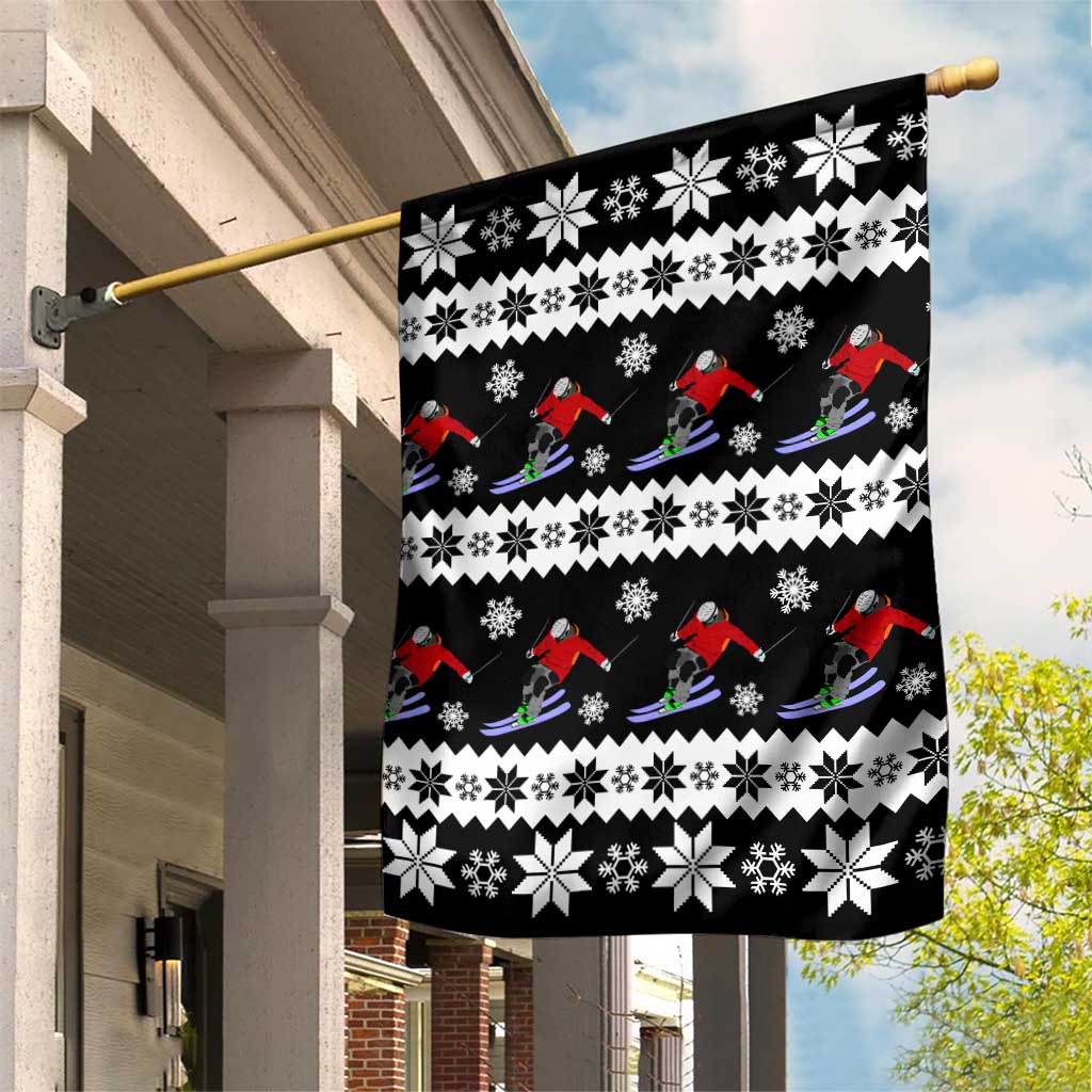 Skiing Snowflake Christmas Garden Flag Xmas Holiday Patterns - Wonder Print Shop