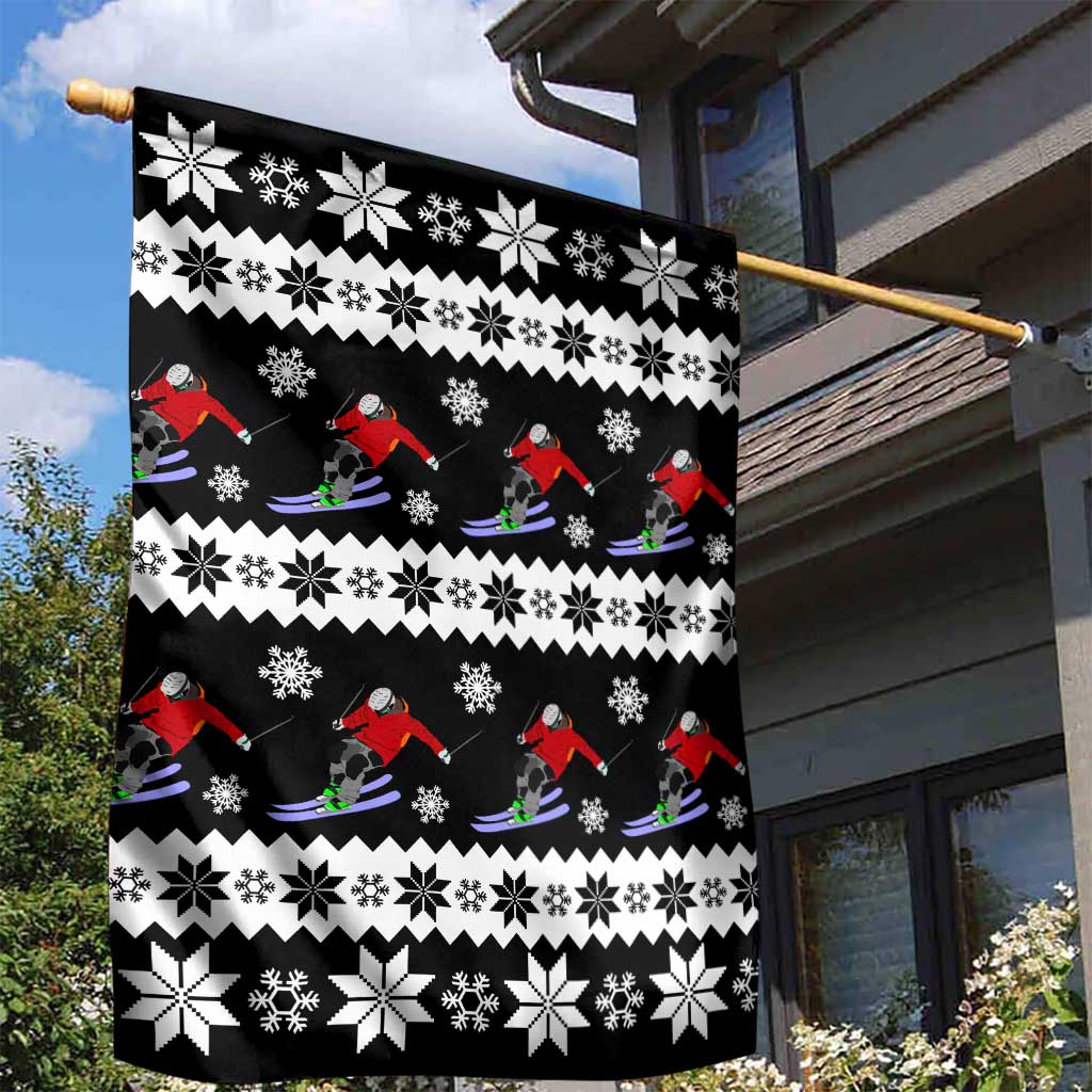 Skiing Snowflake Christmas Garden Flag Xmas Holiday Patterns - Wonder Print Shop