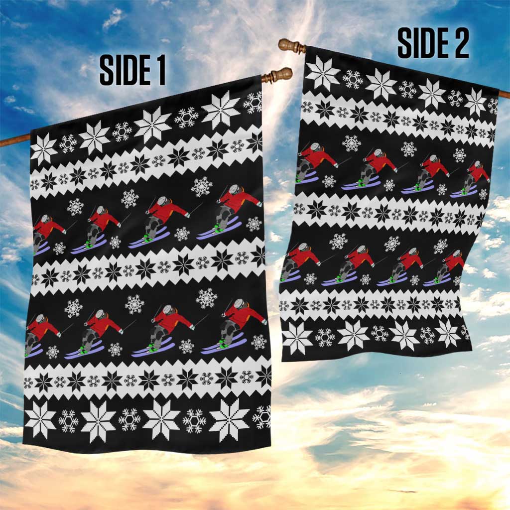 Skiing Snowflake Christmas Garden Flag Xmas Holiday Patterns - Wonder Print Shop