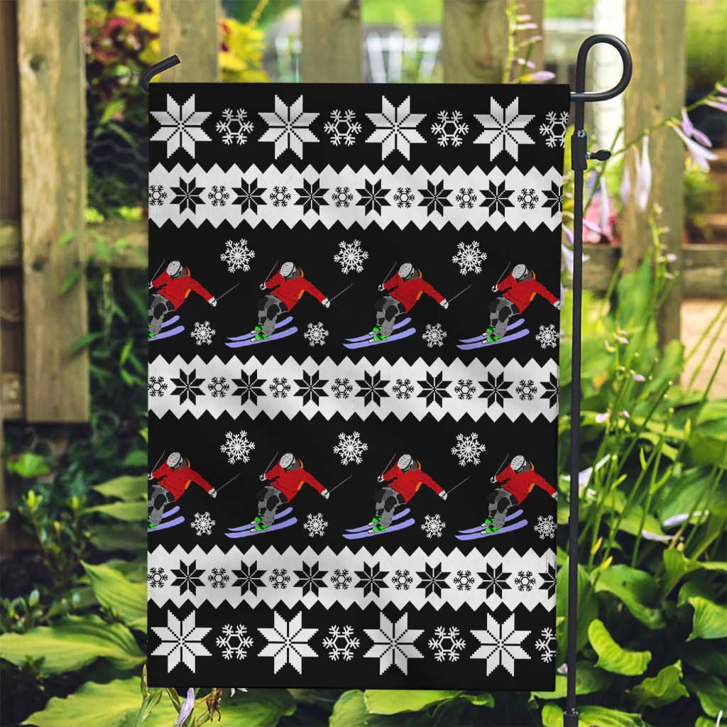 Skiing Snowflake Christmas Garden Flag Xmas Holiday Patterns - Wonder Print Shop