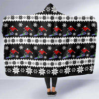 Skiing Snowflake Christmas Hooded Blanket Xmas Holiday Patterns - Wonder Print Shop