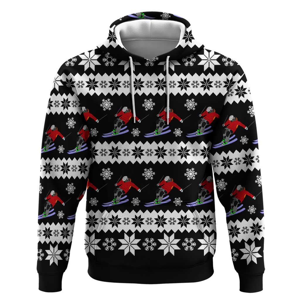 Skiing Snowflake Christmas Hoodie Xmas Holiday Patterns - Wonder Print Shop