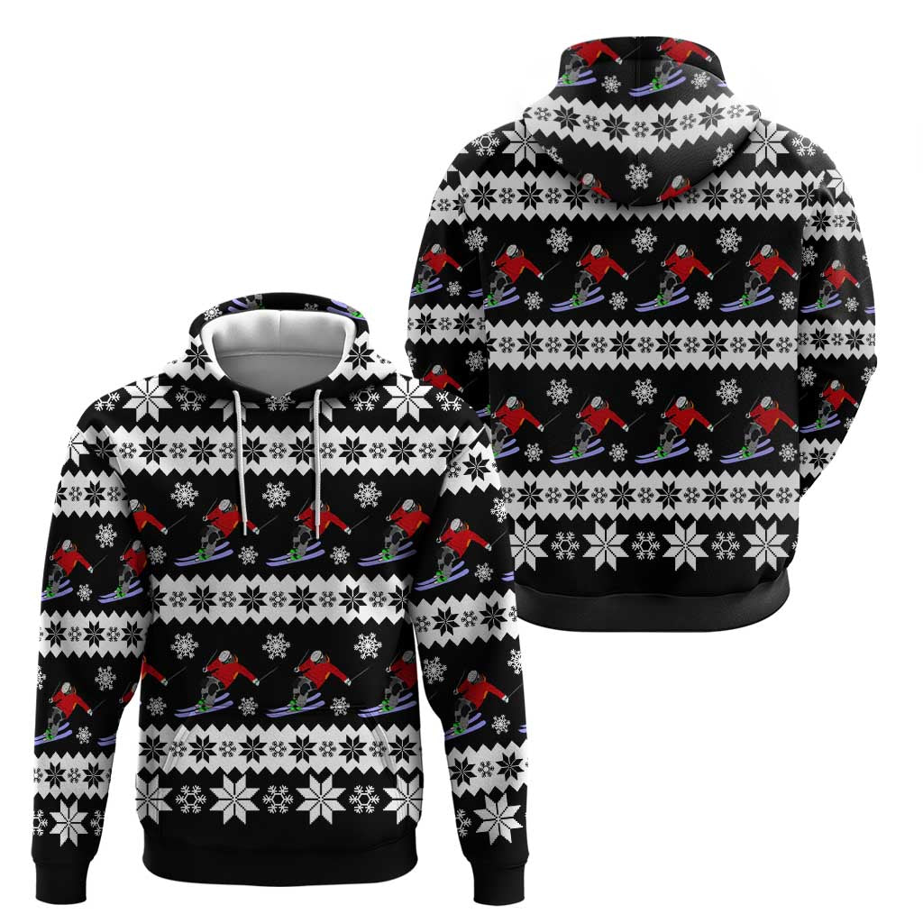 Skiing Snowflake Christmas Hoodie Xmas Holiday Patterns - Wonder Print Shop
