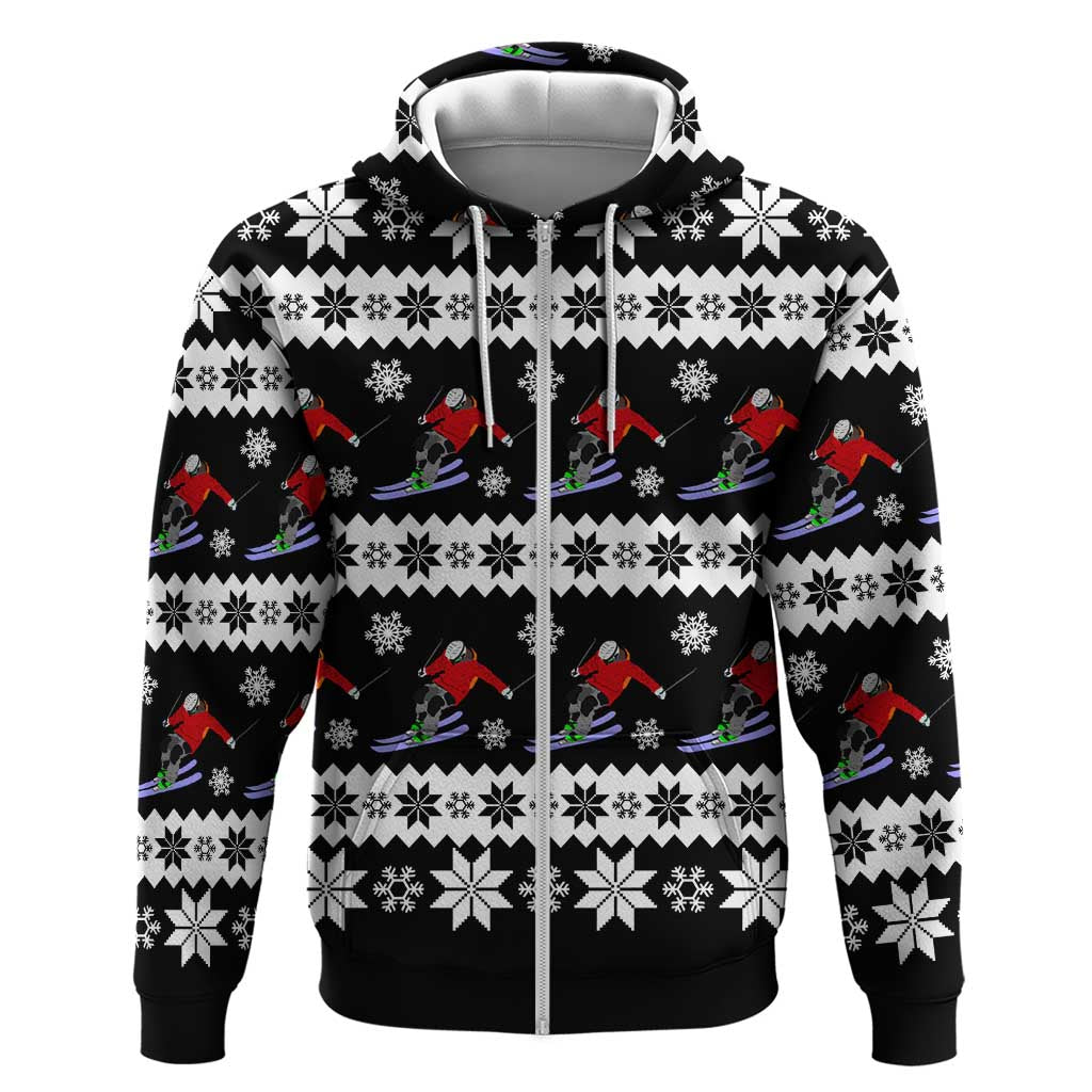 Skiing Snowflake Christmas Hoodie Xmas Holiday Patterns - Wonder Print Shop