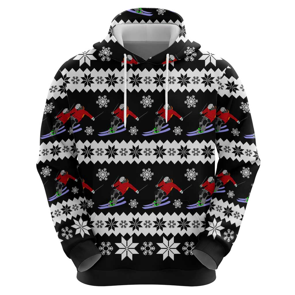 Skiing Snowflake Christmas Hoodie Xmas Holiday Patterns - Wonder Print Shop