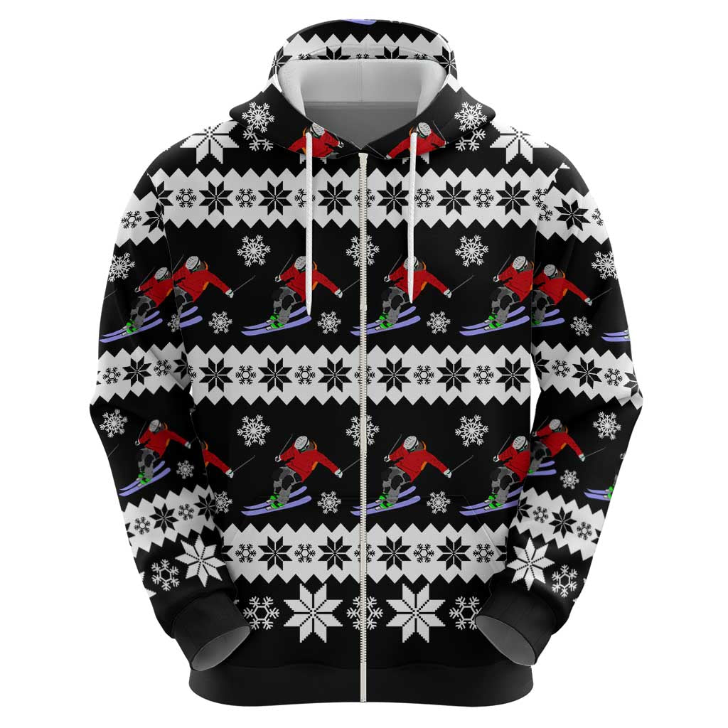 Skiing Snowflake Christmas Hoodie Xmas Holiday Patterns - Wonder Print Shop