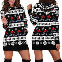 Skiing Snowflake Christmas Hoodie Dress Xmas Holiday Patterns - Wonder Print Shop