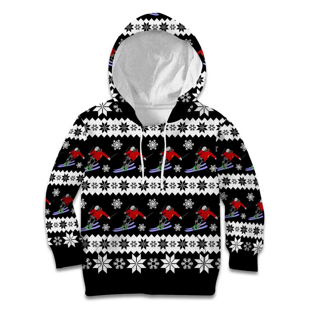 Skiing Snowflake Christmas Kid Hoodie Xmas Holiday Patterns - Wonder Print Shop