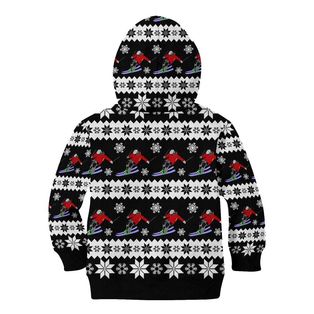 Skiing Snowflake Christmas Kid Hoodie Xmas Holiday Patterns - Wonder Print Shop