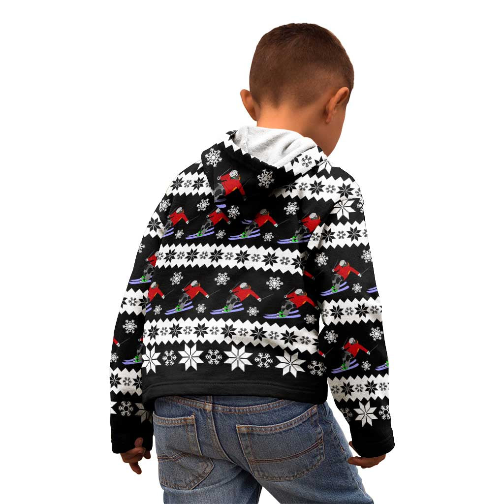 Skiing Snowflake Christmas Kid Hoodie Xmas Holiday Patterns - Wonder Print Shop