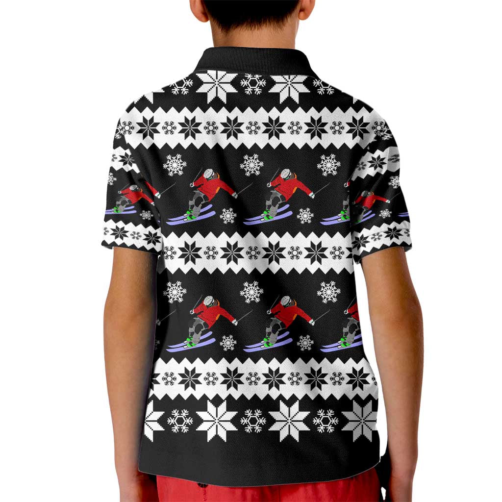 Skiing Snowflake Christmas Kid Polo Shirt Xmas Holiday Patterns - Wonder Print Shop