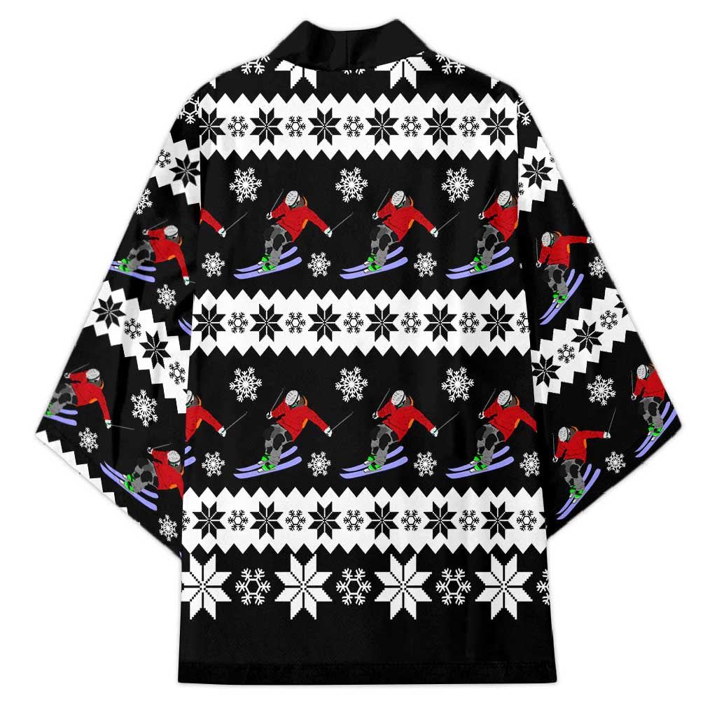 Skiing Snowflake Christmas Kimono Xmas Holiday Patterns - Wonder Print Shop