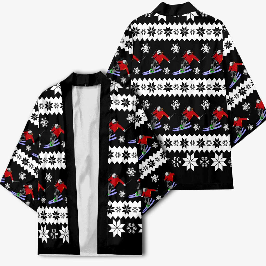 Skiing Snowflake Christmas Kimono Xmas Holiday Patterns - Wonder Print Shop