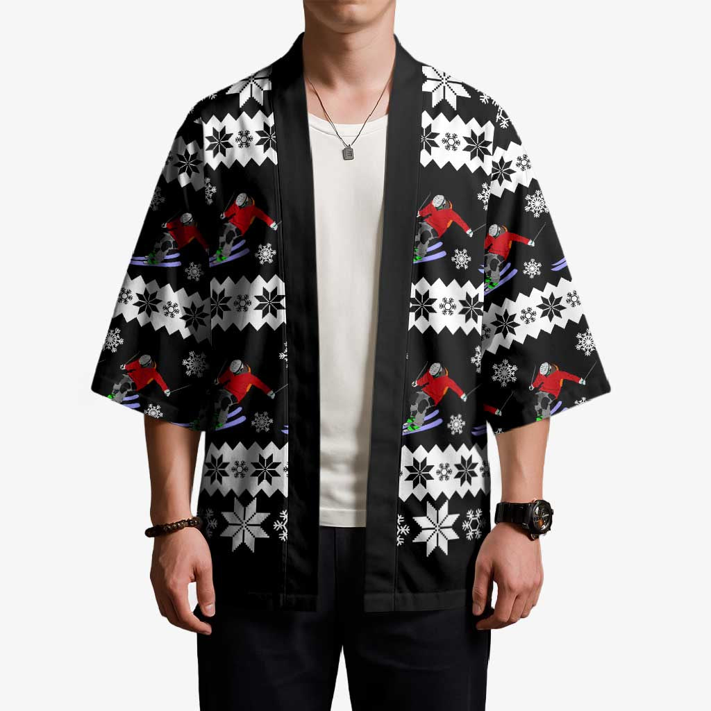 Skiing Snowflake Christmas Kimono Xmas Holiday Patterns - Wonder Print Shop