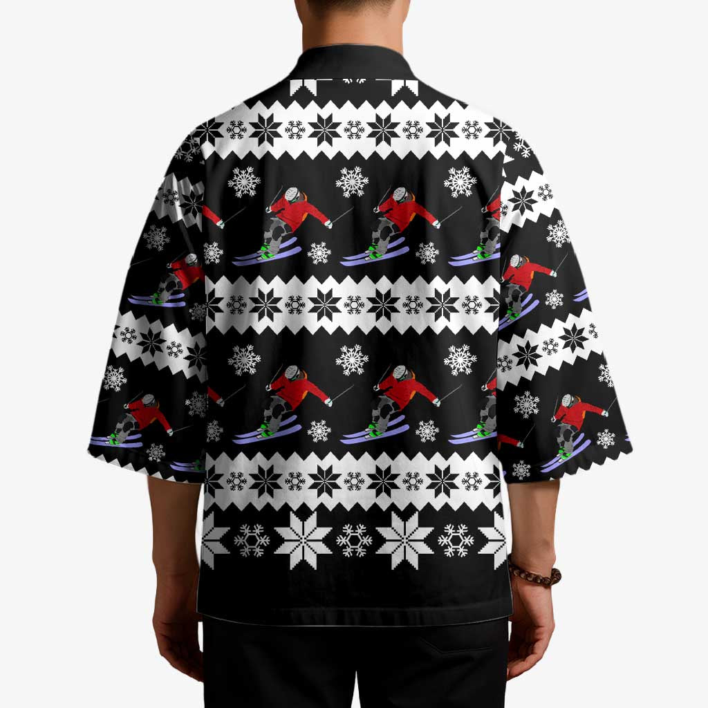 Skiing Snowflake Christmas Kimono Xmas Holiday Patterns - Wonder Print Shop