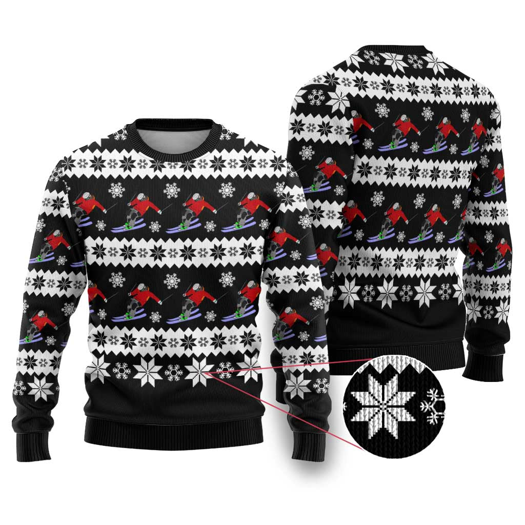 Skiing Snowflake Christmas Ugly Christmas Sweater Xmas Holiday Patterns - Wonder Print Shop