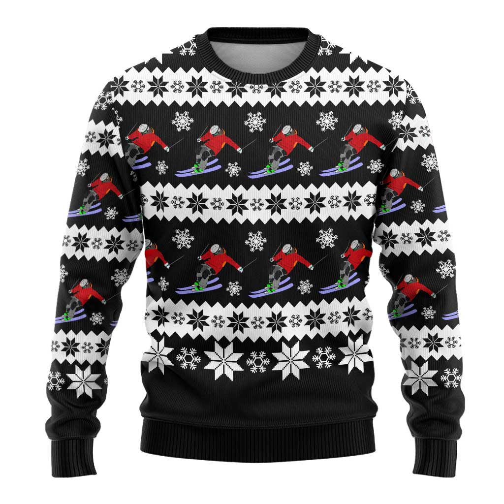 Skiing Snowflake Christmas Ugly Christmas Sweater Xmas Holiday Patterns - Wonder Print Shop