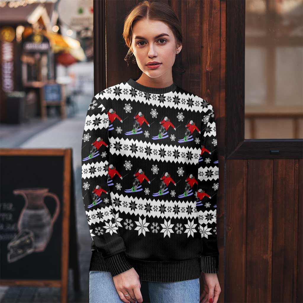Skiing Snowflake Christmas Ugly Christmas Sweater Xmas Holiday Patterns - Wonder Print Shop
