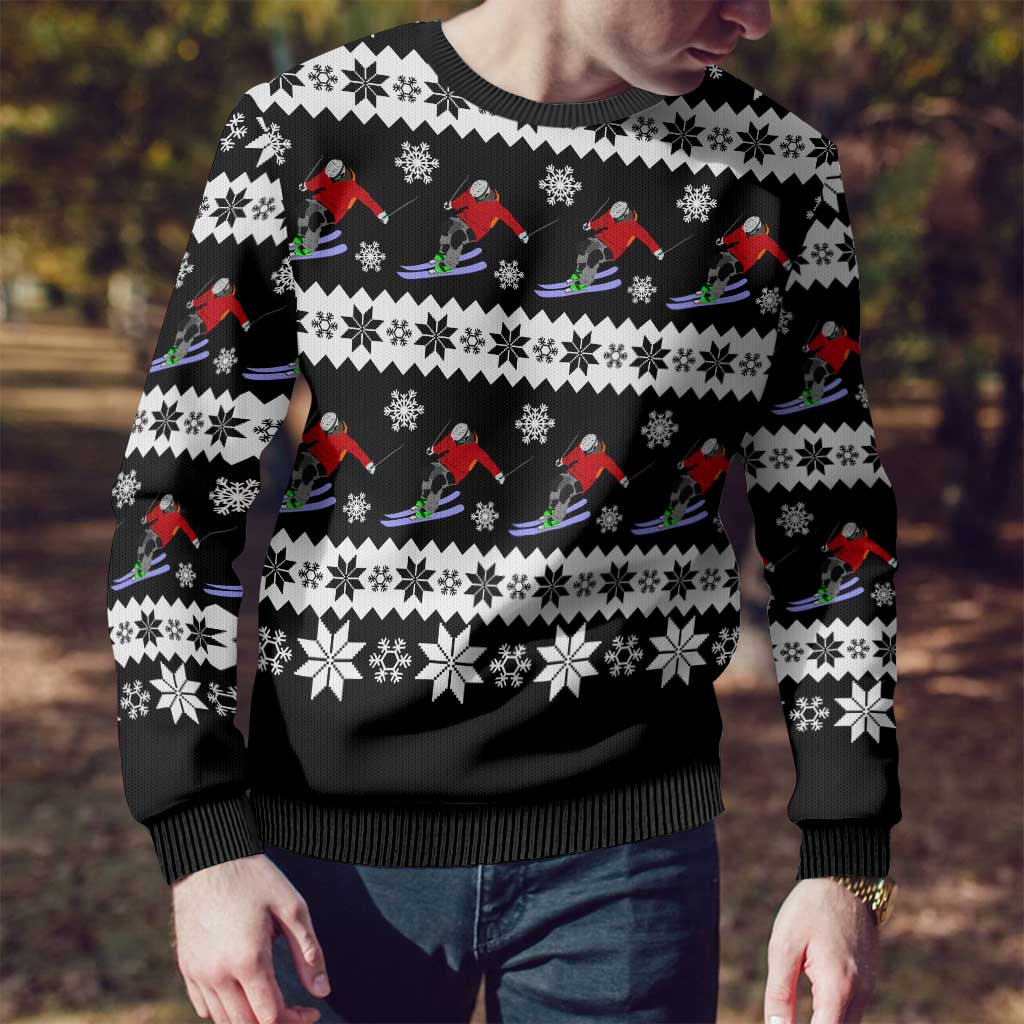 Skiing Snowflake Christmas Ugly Christmas Sweater Xmas Holiday Patterns - Wonder Print Shop