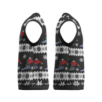 Skiing Snowflake Christmas Knitted V-Neck Vest Xmas Holiday Patterns - Wonder Print Shop