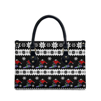 Skiing Snowflake Christmas Leather Bag Xmas Holiday Patterns - Wonder Print Shop