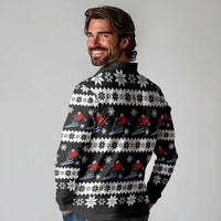 Skiing Snowflake Christmas Long Sleeve Polo Shirt Xmas Holiday Patterns - Wonder Print Shop