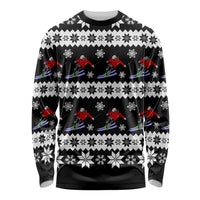 Skiing Snowflake Christmas Long Sleeve Shirt Xmas Holiday Patterns - Wonder Print Shop
