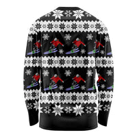 Skiing Snowflake Christmas Long Sleeve Shirt Xmas Holiday Patterns - Wonder Print Shop