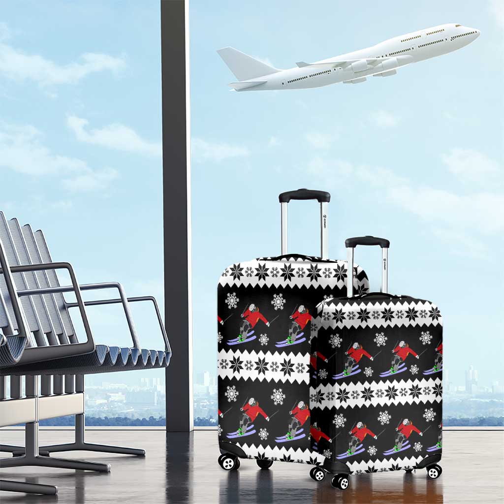 Skiing Snowflake Christmas Luggage Cover Xmas Holiday Patterns - Wonder Print Shop