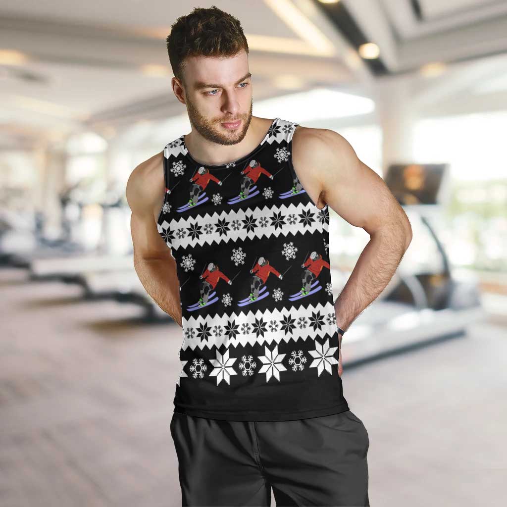 Skiing Snowflake Christmas Men Tank Top Xmas Holiday Patterns - Wonder Print Shop