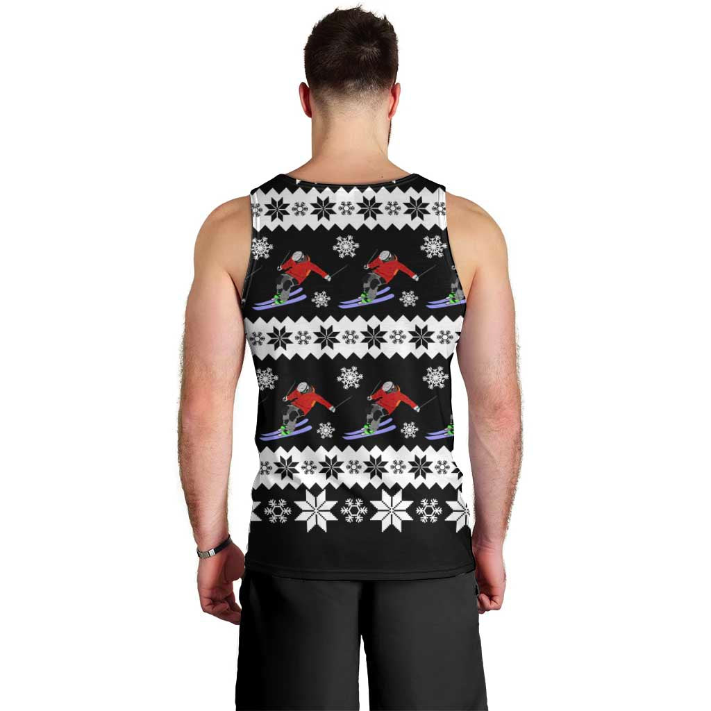 Skiing Snowflake Christmas Men Tank Top Xmas Holiday Patterns - Wonder Print Shop