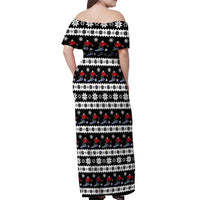 Skiing Snowflake Christmas Off Shoulder Maxi Dress Xmas Holiday Patterns - Wonder Print Shop