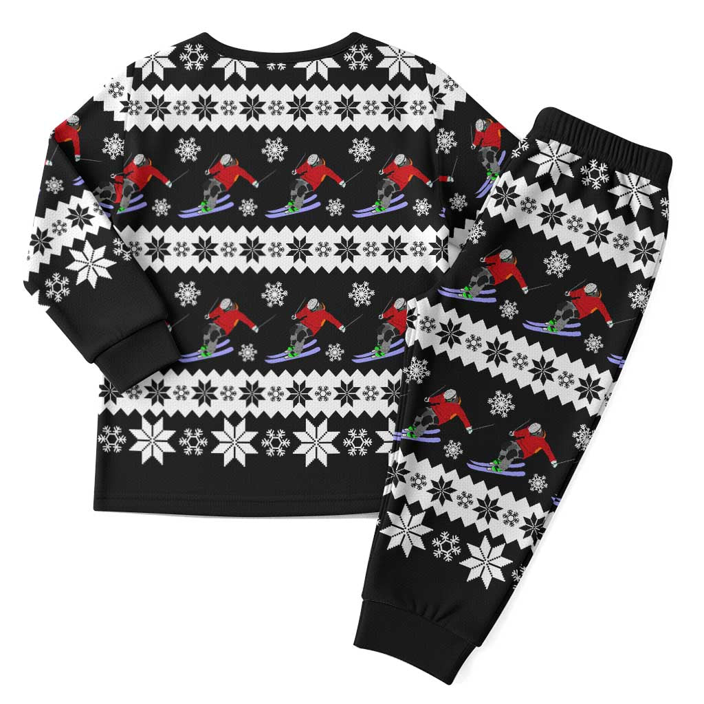 Skiing Snowflake Christmas Pajama Set Xmas Holiday Patterns - Wonder Print Shop