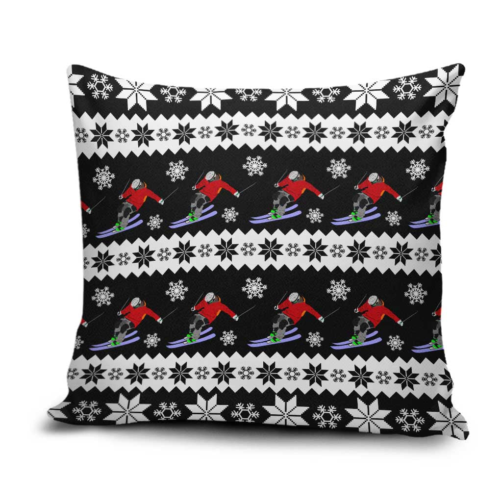 Skiing Snowflake Christmas Pillow Cover Xmas Holiday Patterns - Wonder Print Shop