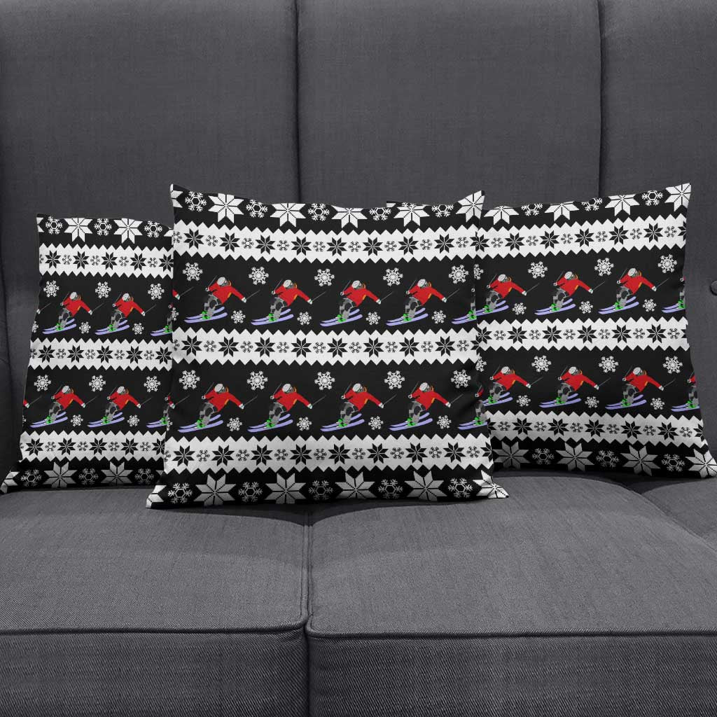Skiing Snowflake Christmas Pillow Cover Xmas Holiday Patterns - Wonder Print Shop