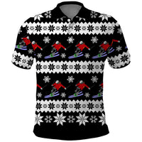 Skiing Snowflake Christmas Polo Shirt Xmas Holiday Patterns - Wonder Print Shop