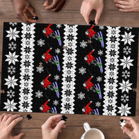 Skiing Snowflake Christmas Puzzle Xmas Holiday Patterns - Wonder Print Shop