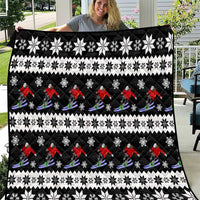 Skiing Snowflake Christmas Quilt Xmas Holiday Patterns - Wonder Print Shop