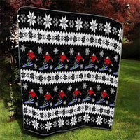 Skiing Snowflake Christmas Quilt Xmas Holiday Patterns - Wonder Print Shop