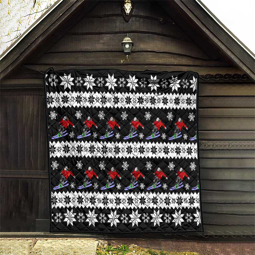 Skiing Snowflake Christmas Quilt Xmas Holiday Patterns - Wonder Print Shop
